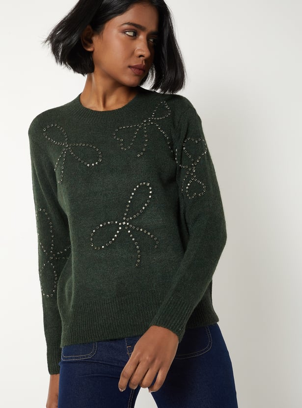 Women Embellished Sweater
