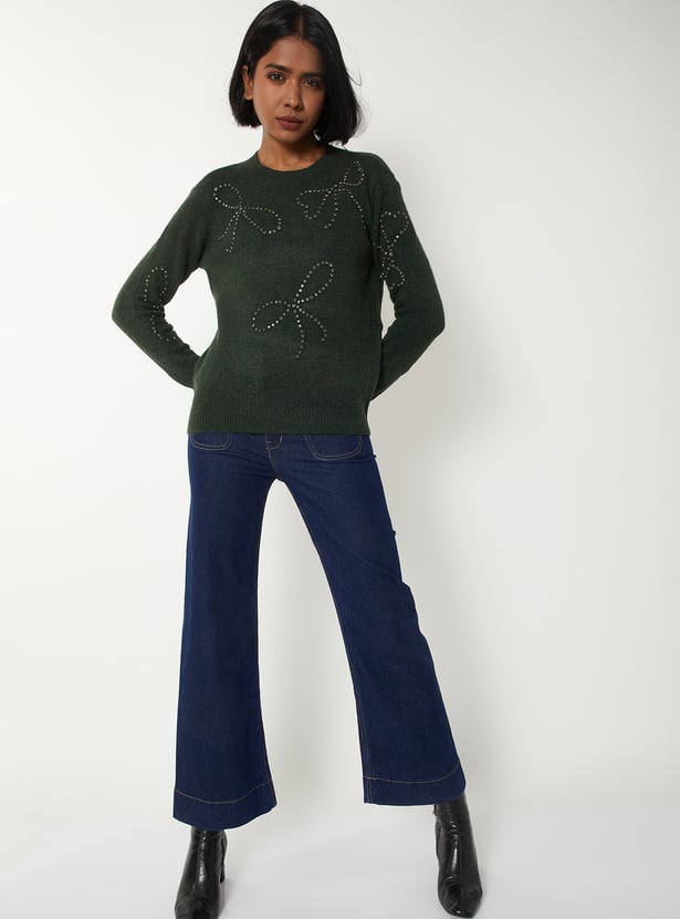 Women Embellished Sweater