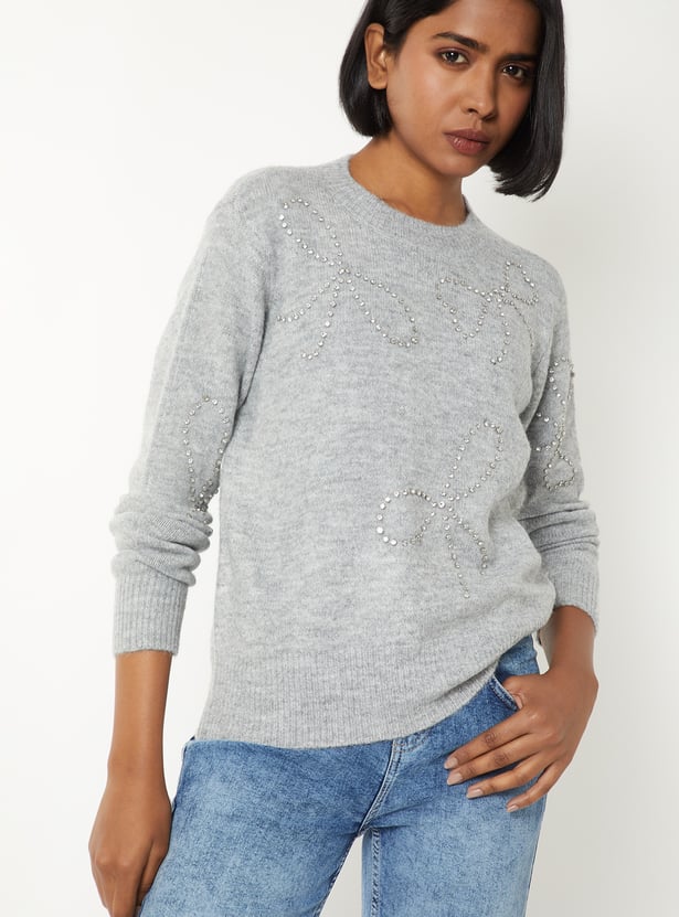 Women Embellished Sweater