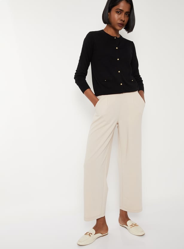 Women Knit Cardigan with Faux Pockets