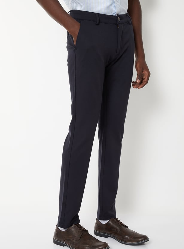 Men Textured Slim Fit Trousers