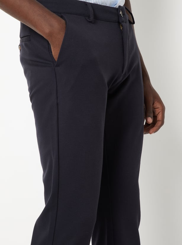 Men Textured Slim Fit Trousers