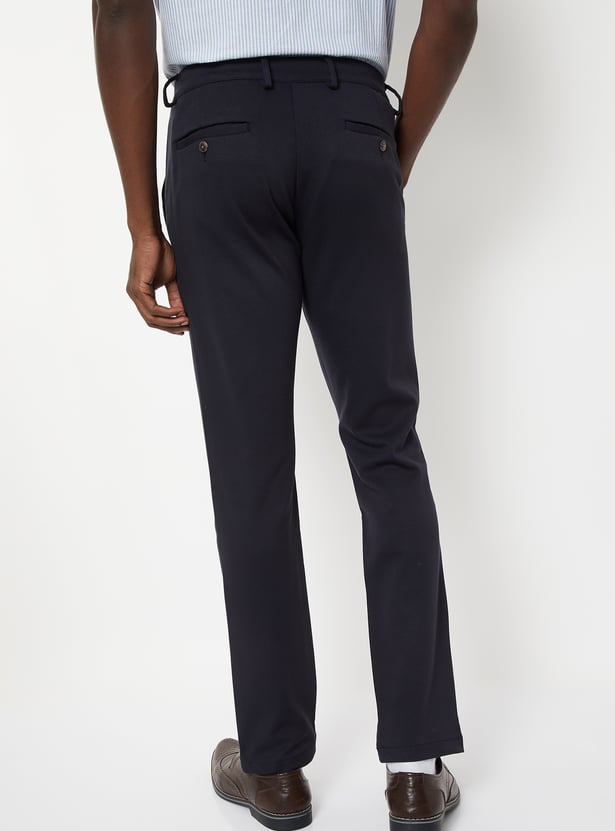Men Textured Slim Fit Trousers