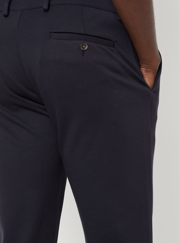 Men Textured Slim Fit Trousers