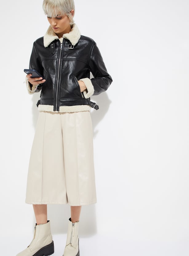 ALAYA F x URB_N Women Fur Lined Biker Jacket