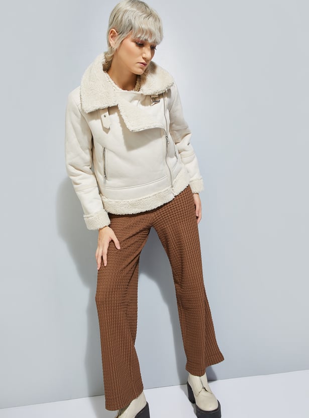 ALAYA F x URB_N Women Faux Fur Lined Biker Jacket