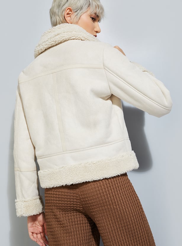 ALAYA F x URB_N Women Faux Fur Lined Biker Jacket