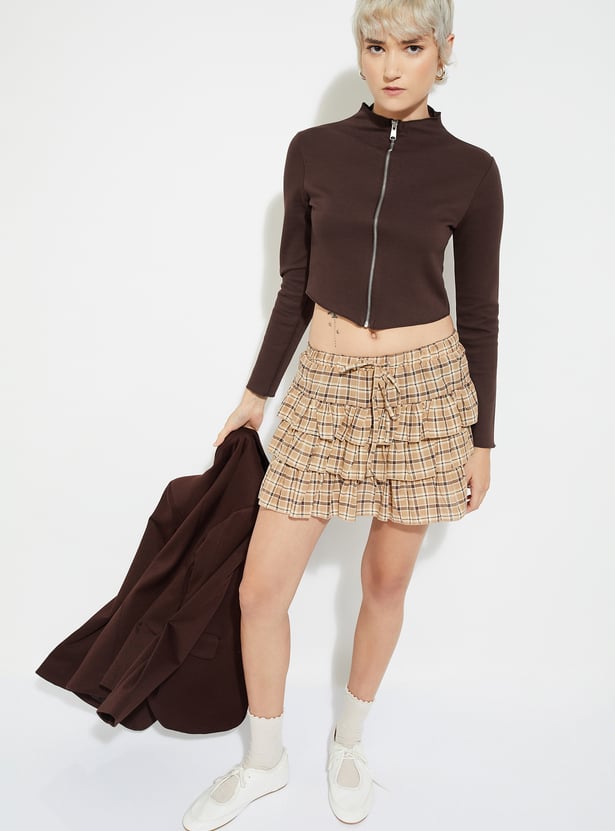 ALAYA F x URB_N Women Solid Crop Jacket