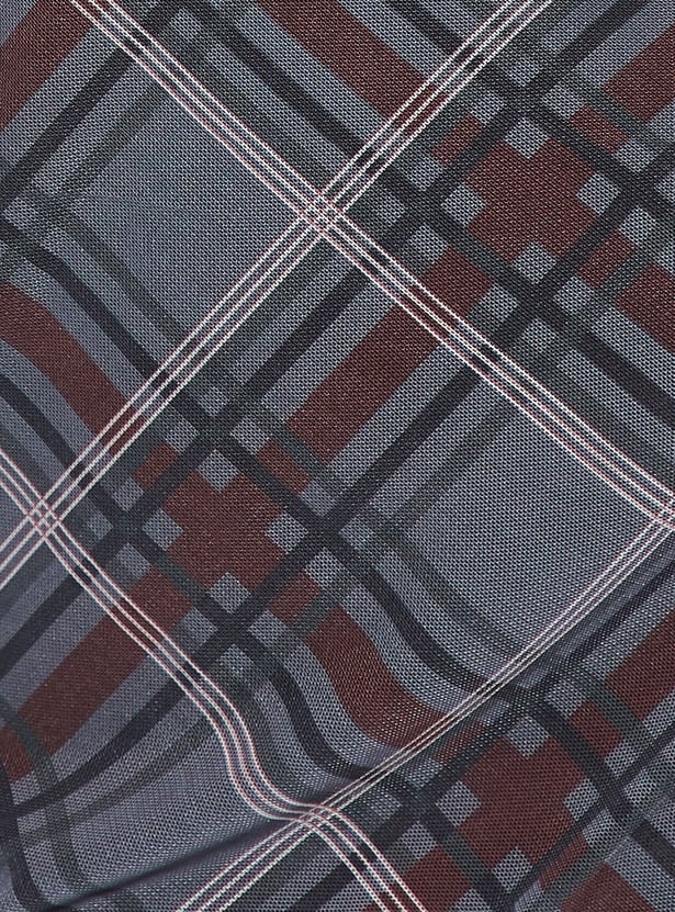 URB_N Women Checked A-line Side Slit Dress