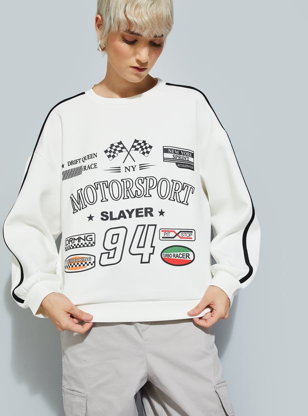 ALAYA F x URB_N Women Printed Oversized Sweatshirt