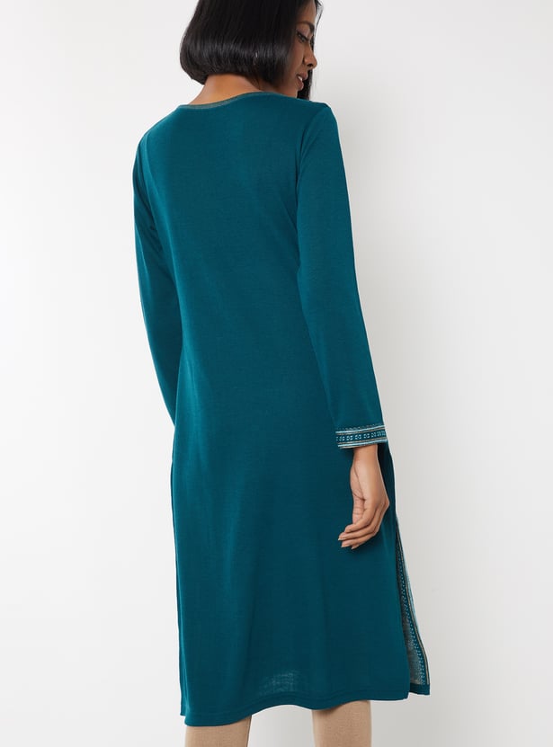 Women Knit Straight Winter Kurta