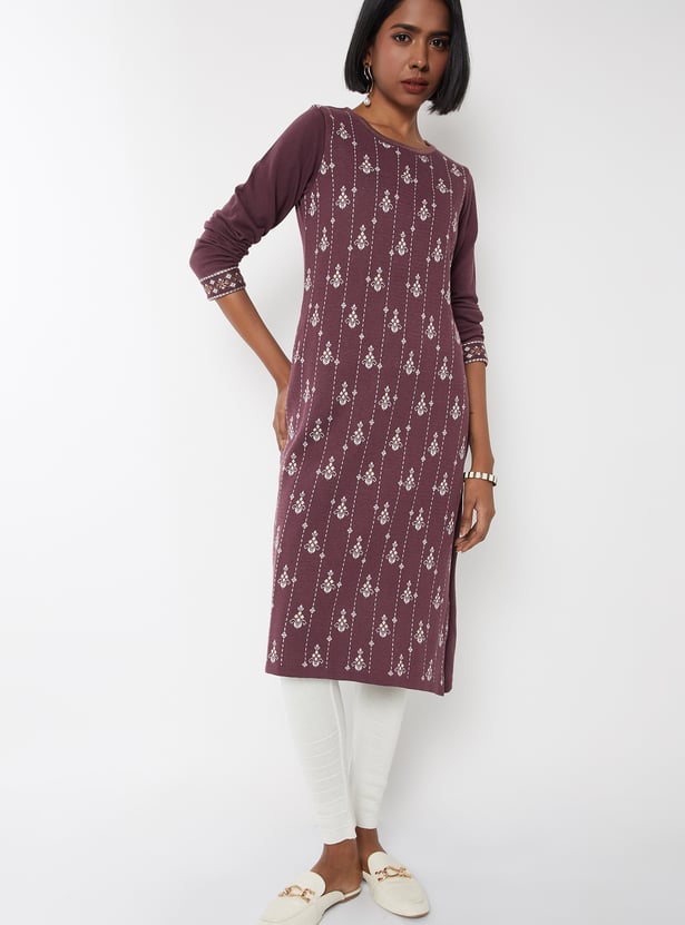 Women Knit Straight Winter Kurta