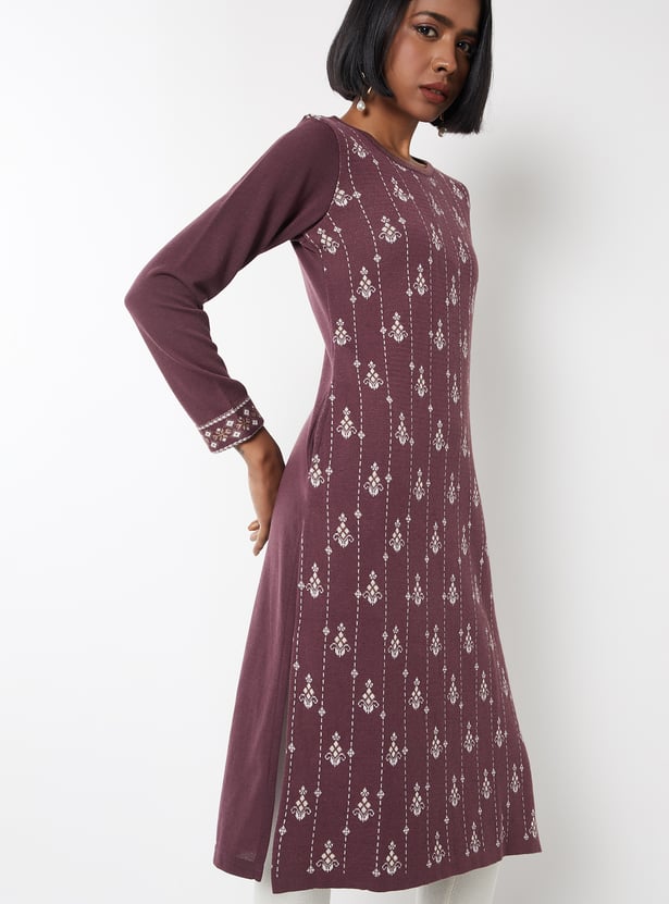 Women Knit Straight Winter Kurta