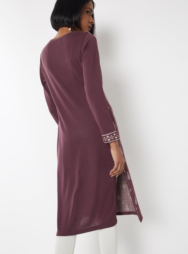 Women Knit Straight Winter Kurta