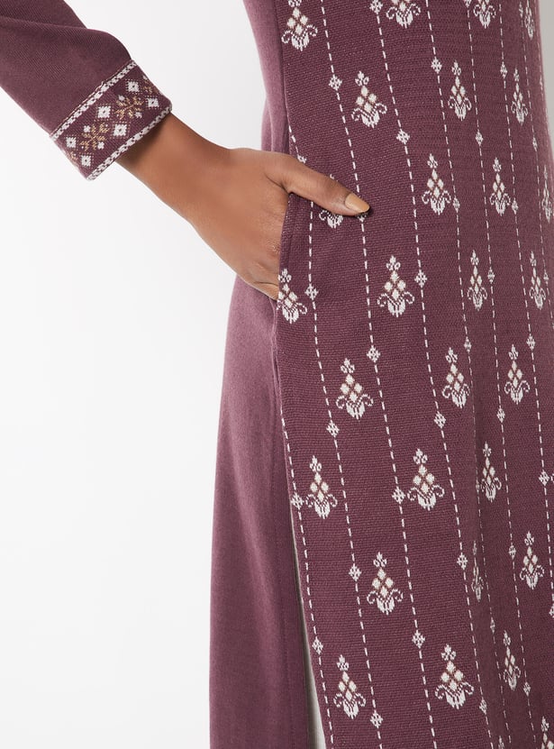 Women Knit Straight Winter Kurta