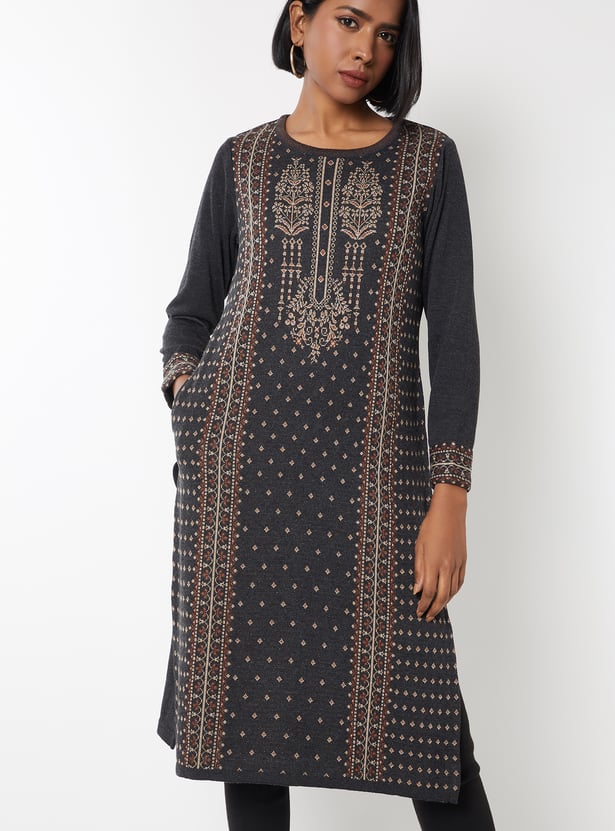 Women Knit Straight Winter Kurta