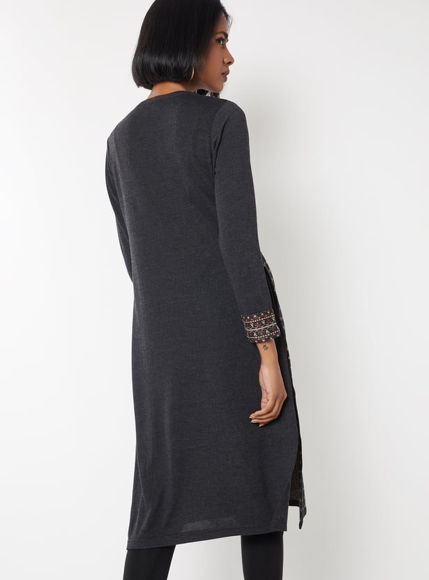 Women Knit Straight Winter Kurta