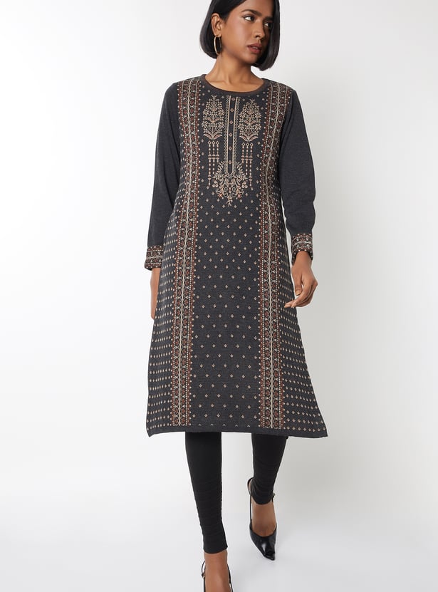 Women Knit Straight Winter Kurta