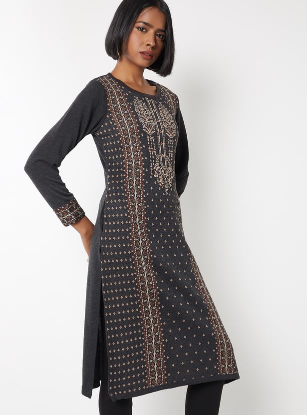 Women Knit Straight Winter Kurta