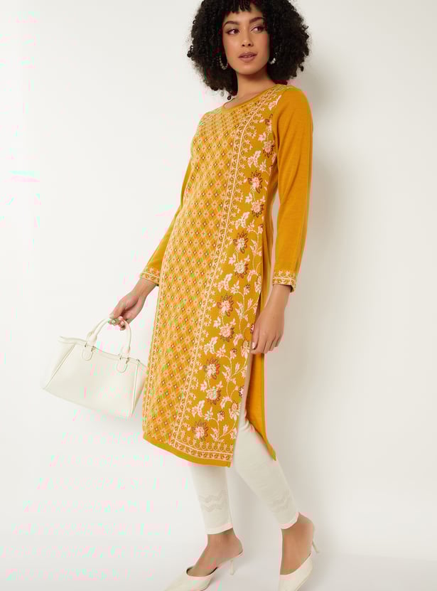 Women Knit Straight Winter Kurta