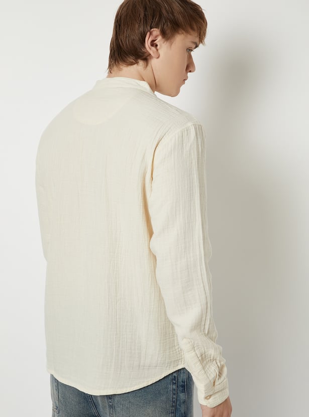 Men Textured Slim Fit Short Kurta