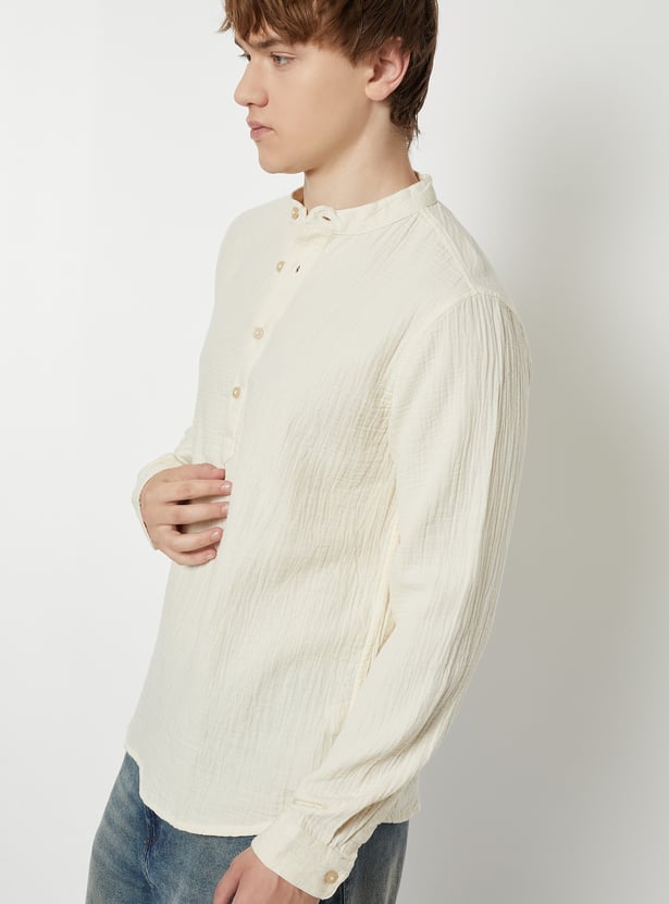 Men Textured Slim Fit Short Kurta