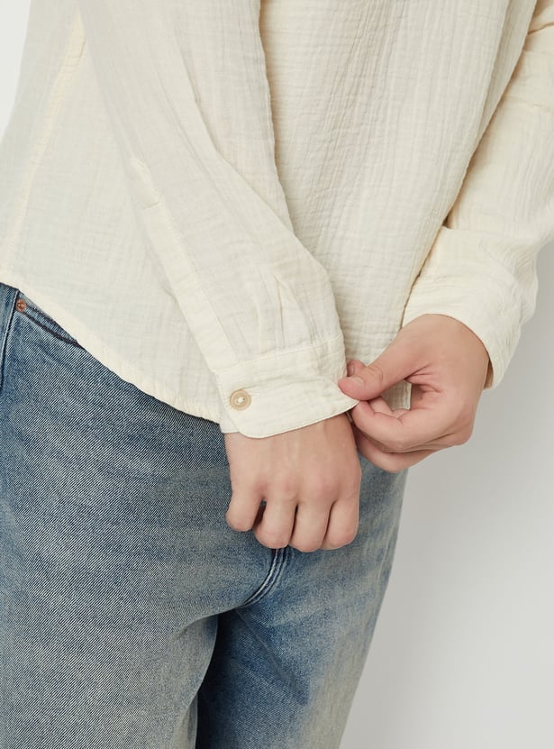 Men Textured Slim Fit Short Kurta