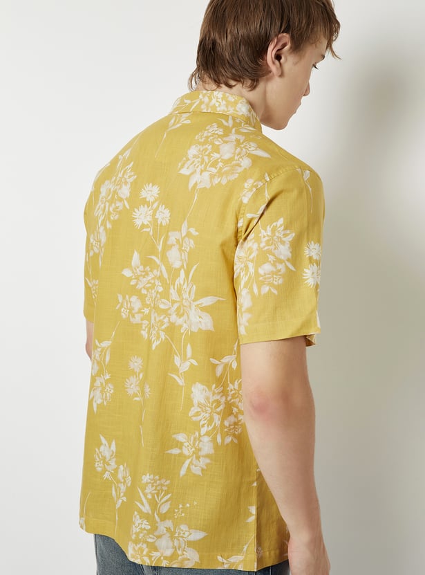 Men Floral Print Slim Fit Ethnic Shirt