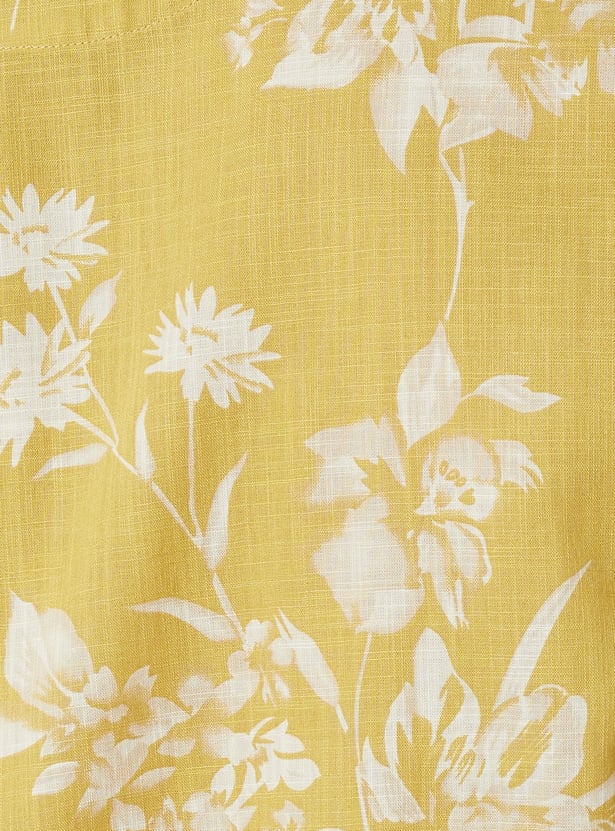 Men Floral Print Slim Fit Ethnic Shirt