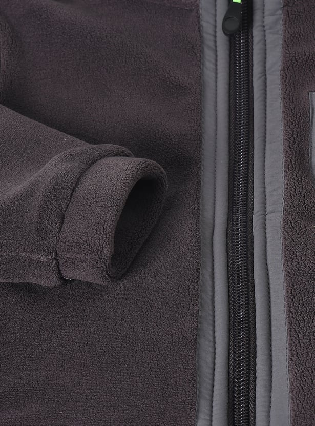 Boys Solid High Neck Jacket