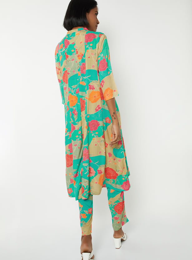 Women Red Floral Print A-Line Kurta