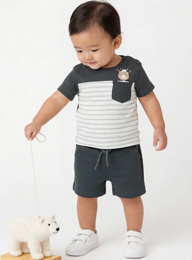 Boys Striped Shorts Set