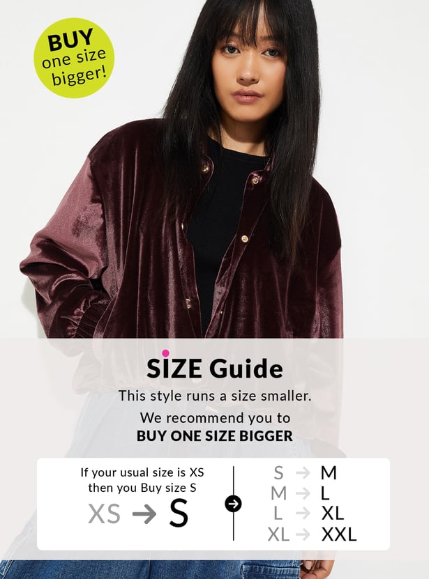 Buy URB_N Women Velour Jacket Online at just Rs. 1799.0