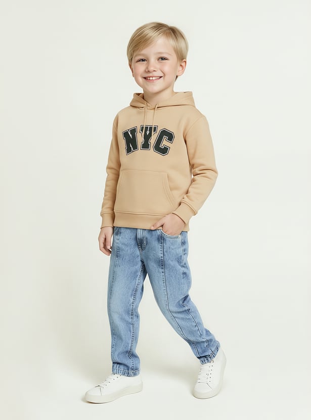 Boys Printed Fleece Lined Oversized Sweatshirt