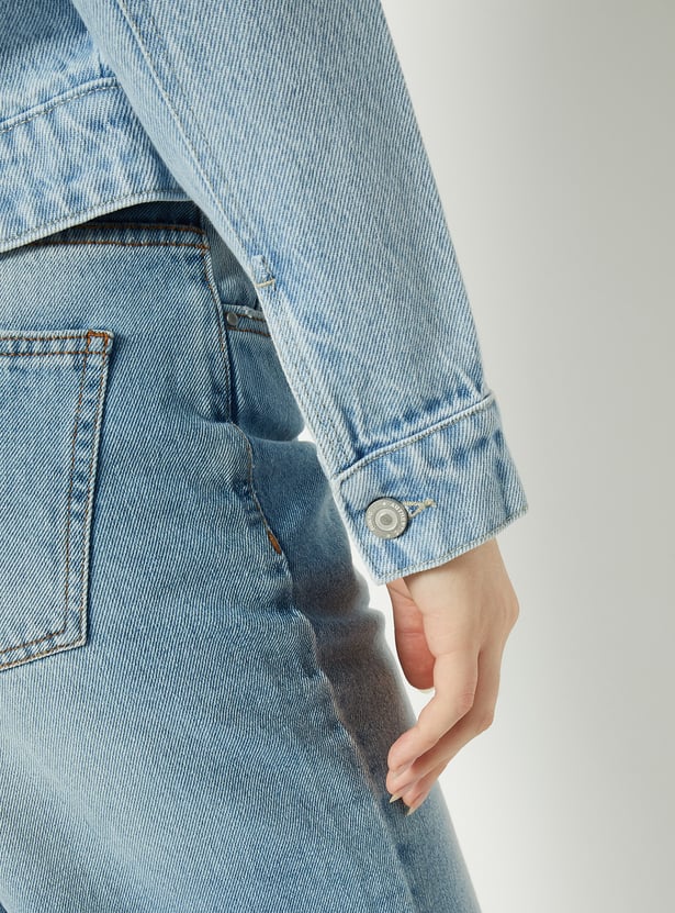 Buy Women Washed Denim Jacket Online at just Rs. 1499.0