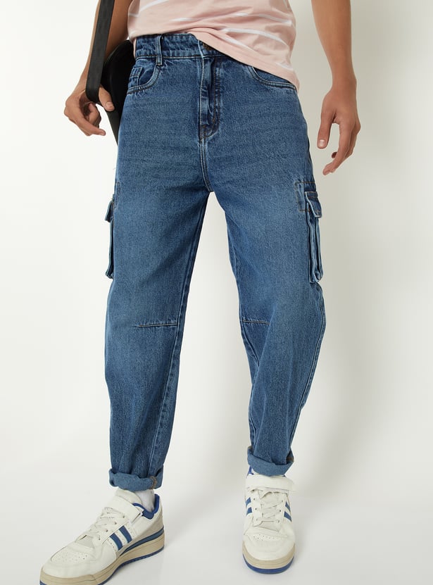 Boys Washed Cargo Jeans