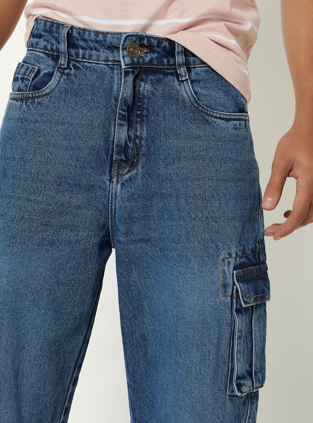 Boys Washed Cargo Jeans