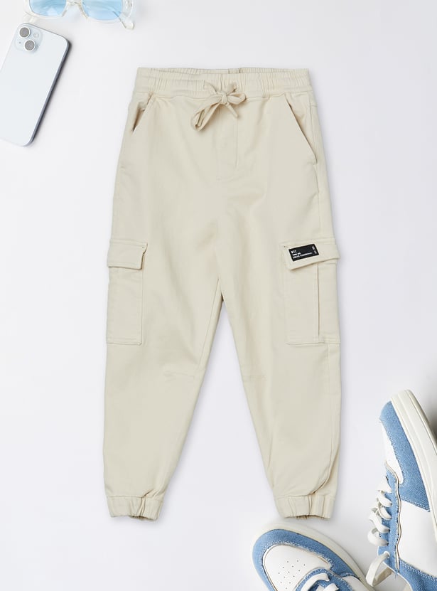 Boys Textured Cargo Joggers