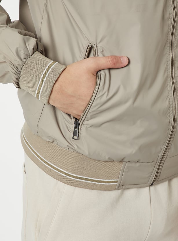 Men Solid Bomber Jacket