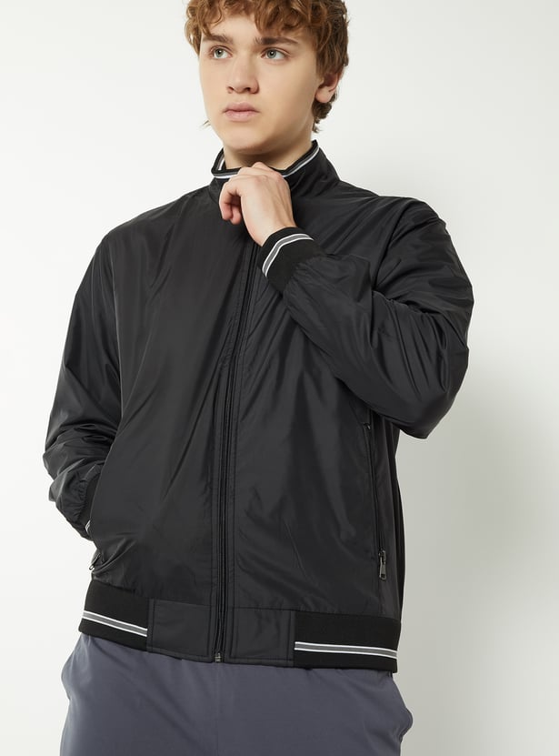 Men Solid Bomber Jacket