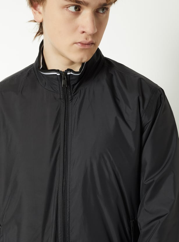 Men Solid Bomber Jacket