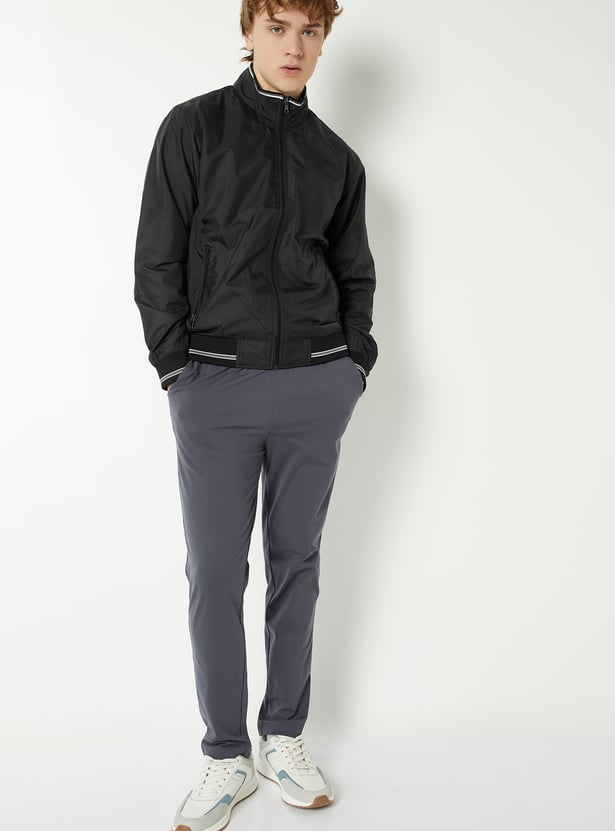 Men Solid Bomber Jacket