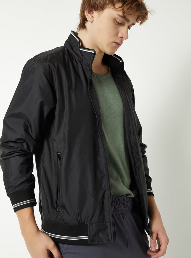Men Solid Bomber Jacket