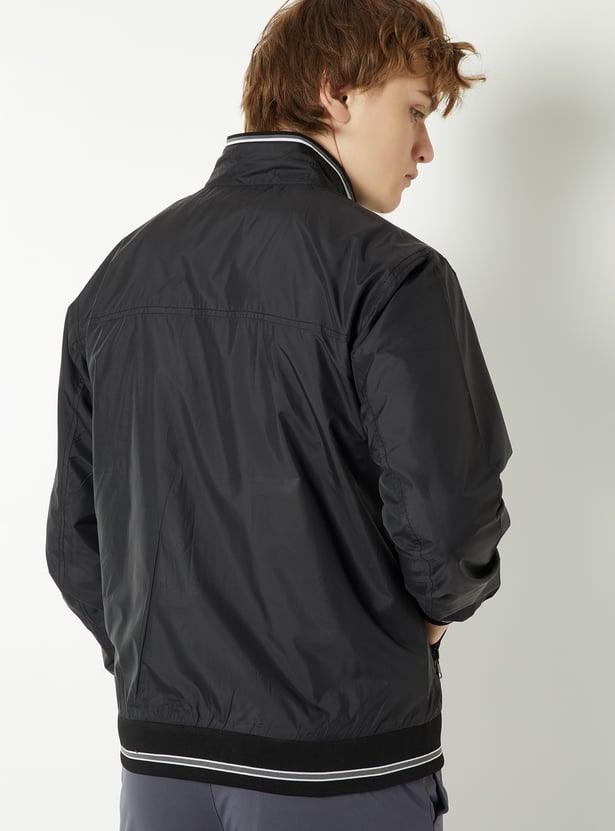 Men Solid Bomber Jacket