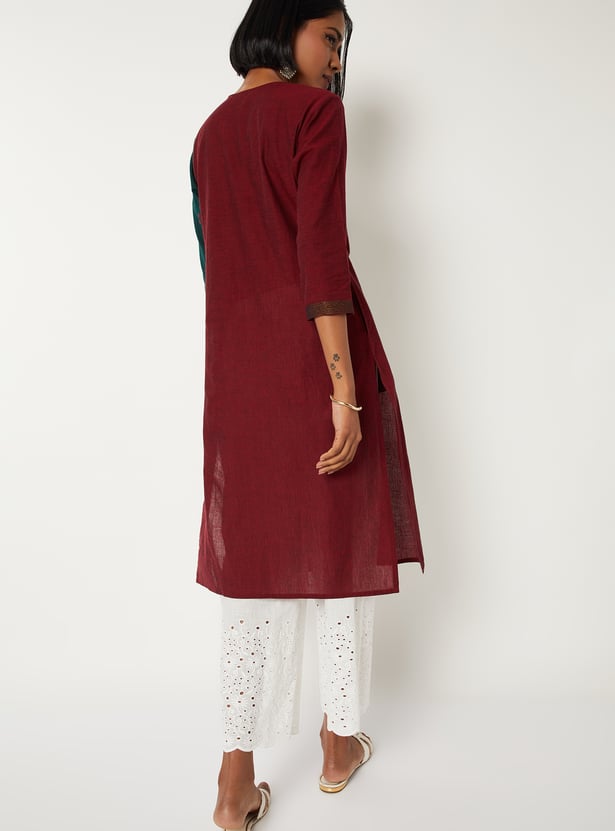 Women Colourblock Straight Kurta