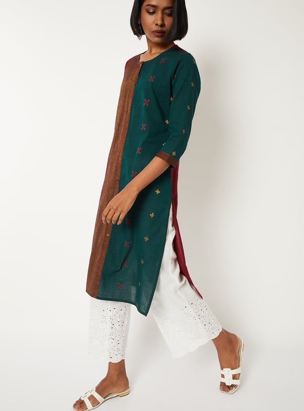 Women Colourblock Straight Kurta