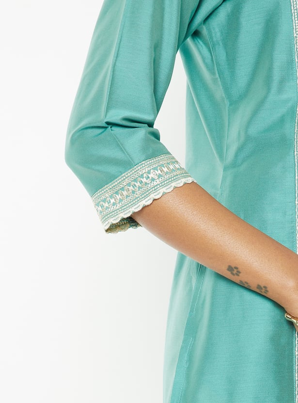 Women Embroidered Straight Kurta