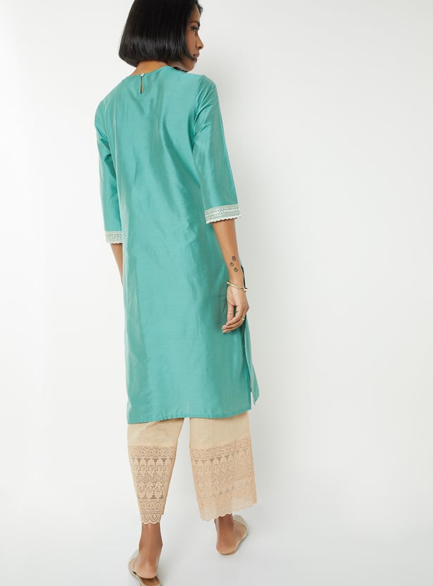 Women Embroidered Straight Kurta