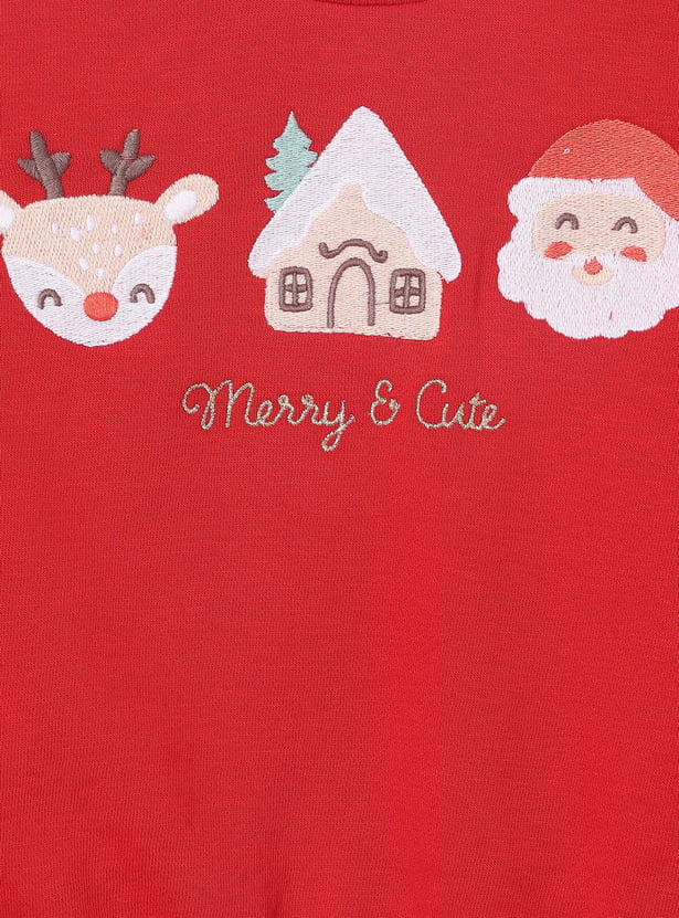 Girls Embroidered Santa Claus Sweatshirt