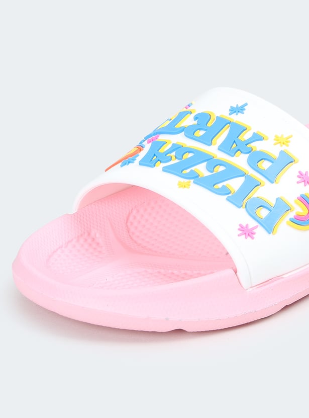 Girls Text Print Sliders